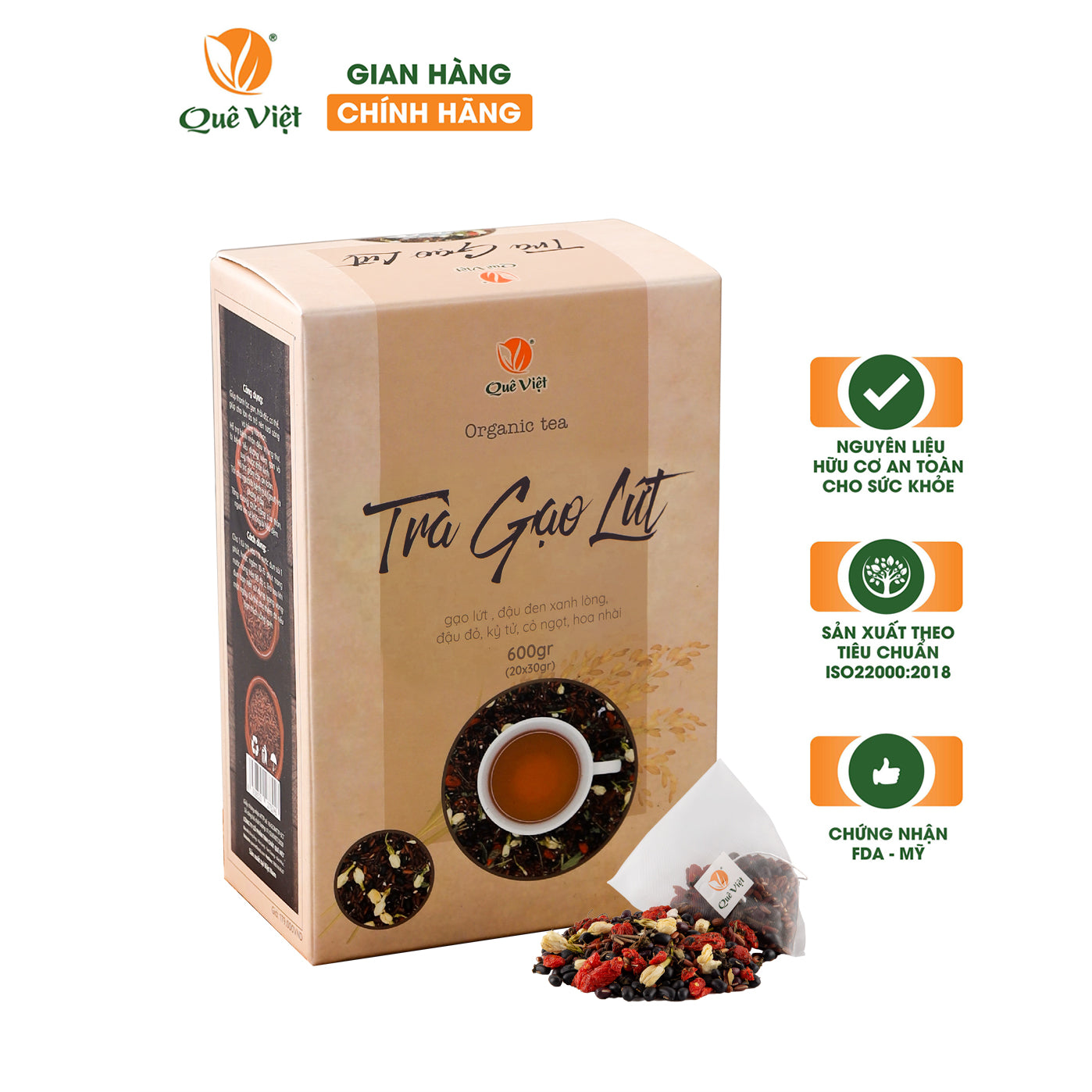 Trà Gạo Lứt Organic - 600g