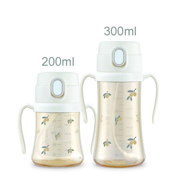 Grosmimi PPSU Straw Cup | 200ml & 300ml (White Olive)